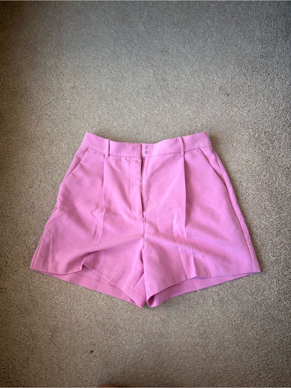 Abercrombie & Fitch Pink High-Waist Tailored Shorts